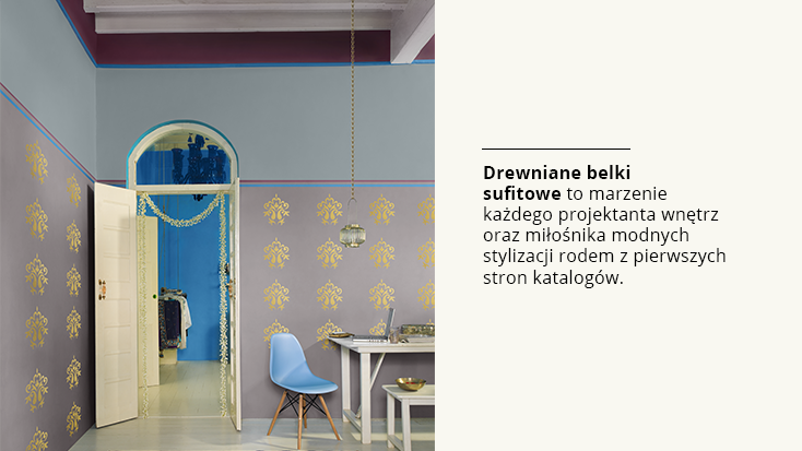 Sadolin aranżacja drewnianej belki pod sufitem