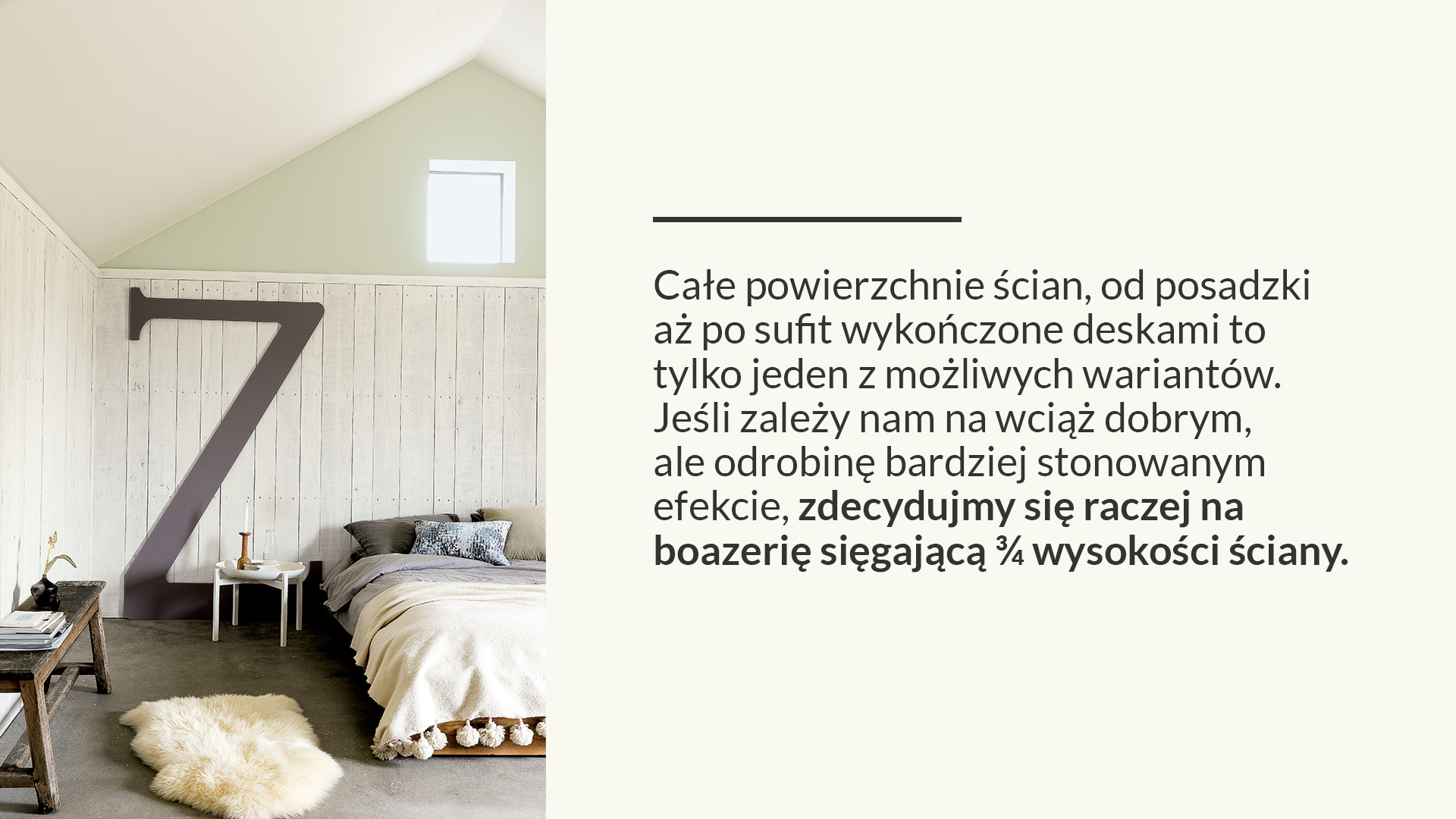 Boazeria sięgająca 3/4 wysokości ściany